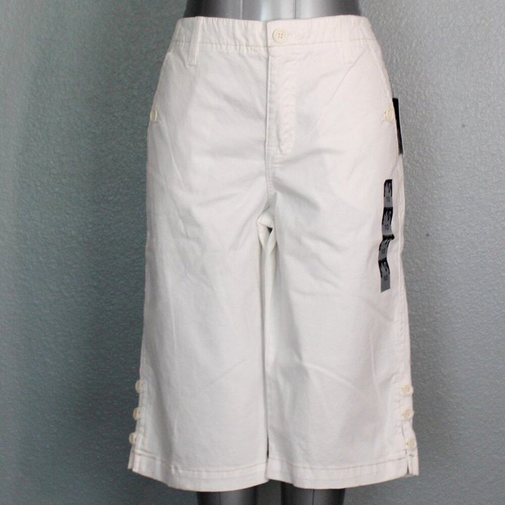 Gloria Vanderbilt Stacey White Capri Size 10 Stretch NWT